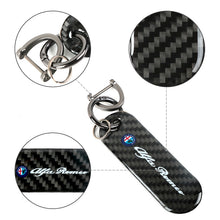 Load image into Gallery viewer, Brand New Universal 100% Real Carbon Fiber Keychain Key Ring For ALFA ROMEO