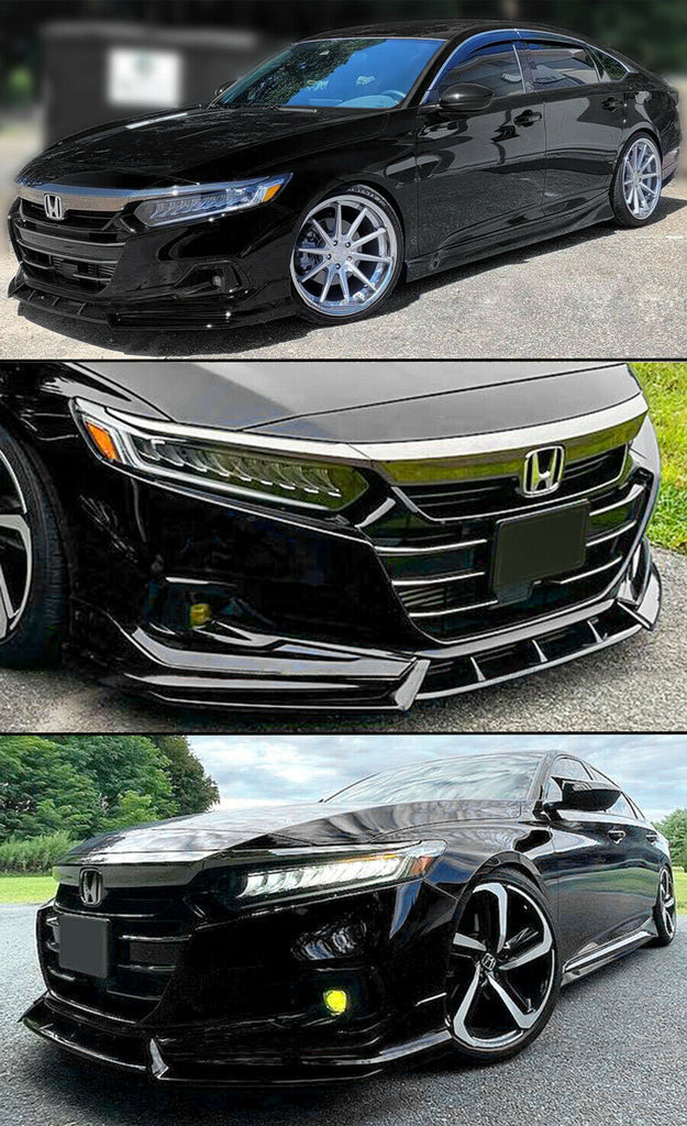 BRAND NEW 3PCS 2021-2022 Honda Accord Yofer Glossy Black Front Bumper Lip Splitter Kit