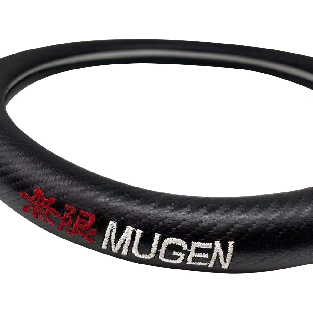 Brand New Universal Mugen Carbon Fiber Leather Steering Wheel Cover For Honda / Acura 14.5"-15.5"