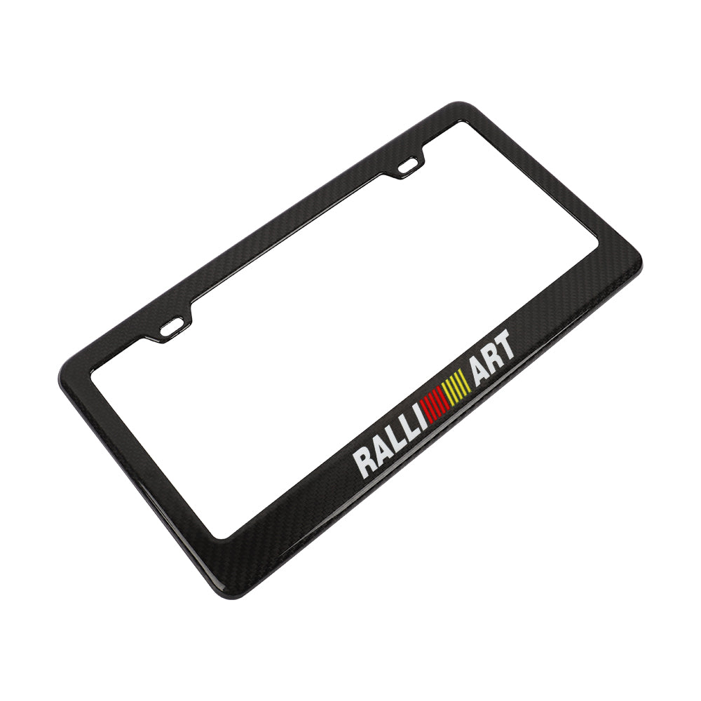 Brand New 2PCS Ralliart Real 100% Carbon Fiber License Plate Frame Tag Cover Original 3K With Free Caps