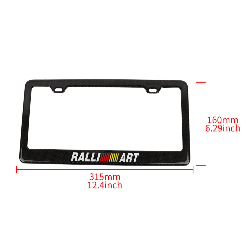 Brand New 1PCS Ralliart Real 100% Carbon Fiber License Plate Frame Tag Cover Original 3K With Free Caps