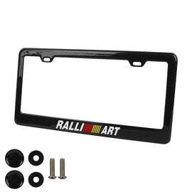 Brand New 2PCS Ralliart Real 100% Carbon Fiber License Plate Frame Tag Cover Original 3K With Free Caps