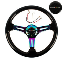 Load image into Gallery viewer, Brand New 350mm 14&quot; Universal JDM Ralliart Deep Dish ABS Racing Steering Wheel Black With Neo-Chrome Spoke