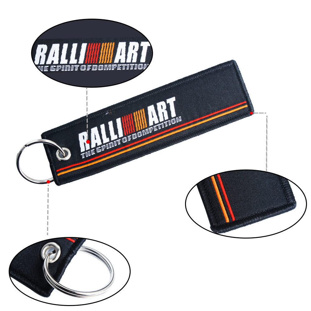 BRAND NEW JDM RALLIART BLACK DOUBLE SIDE Racing Cell Holders Keychain Universal