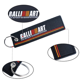BRAND NEW JDM RALLIART BLACK DOUBLE SIDE Racing Cell Holders Keychain Universal
