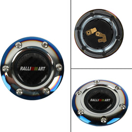 BRAND NEW JDM RALLIART UNIVERSAL BURNT BLUE CAR HORN BUTTON STEERING WHEEL CENTER CAP