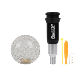 Brand New Universal Crystal Bubble Clear Round Ball Automatic Transmission Shift Knob W/ RALLIART Adapter