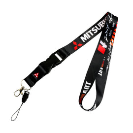 BRAND NEW MITSUBISHI JDM Car Keychain Tag Rings Keychain JDM Drift Lanyard Black