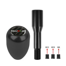 Brand New Universal Real Carbon Fiber Sticker Ralliart Aluminum Manual Gear Stick Black Shift Knob M8 M10 M12 & Black Shifter Extender Extension