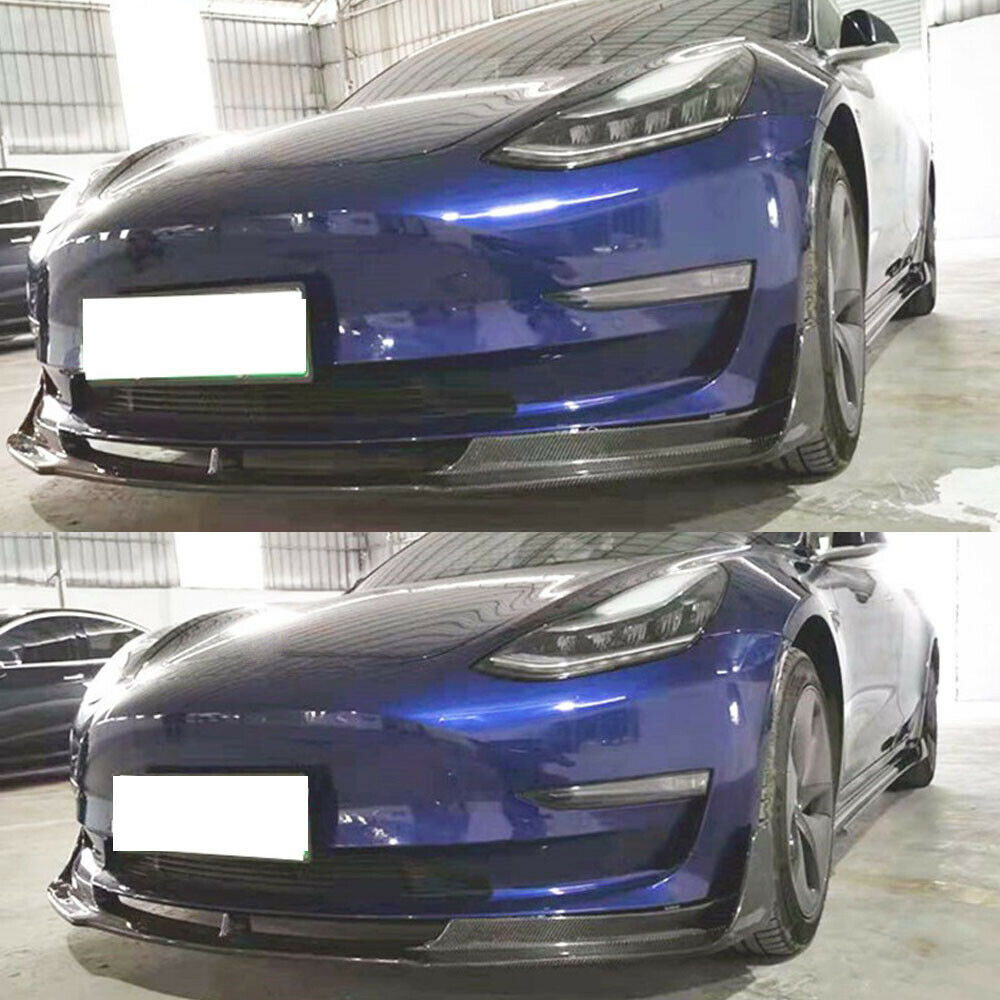 BRAND NEW 2017-2023 Tesla Model 3 V Style Front Bumper Lip Real Carbon Fiber