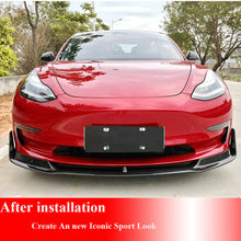 Load image into Gallery viewer, BRAND NEW 2017-2023 Tesla Model 3 V Style Front Bumper Lip Real Carbon Fiber