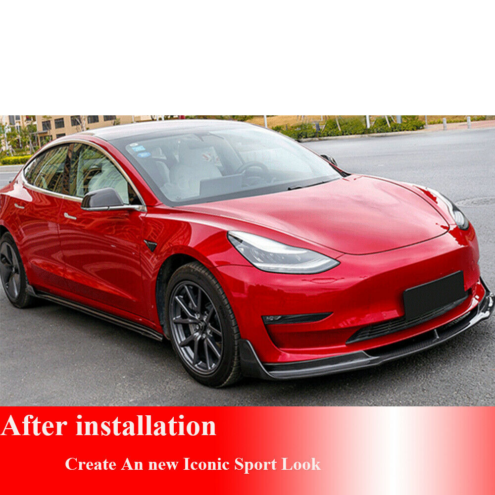 BRAND NEW 2017-2023 Tesla Model 3 V Style Front Bumper Lip Real Carbon Fiber