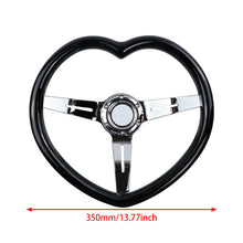 Load image into Gallery viewer, Brand New 350mm/13.77&quot; Universal Heart Shaped Black ABS Racing Steering Wheel Chrome Spoke