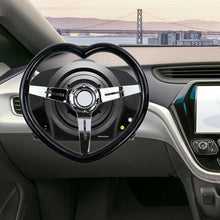 Load image into Gallery viewer, Brand New 350mm/13.77&quot; Universal Heart Shaped Black ABS Racing Steering Wheel Chrome Spoke
