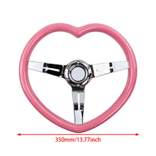 Load image into Gallery viewer, Brand New 350mm 13.77&quot; Universal Heart Shaped Pink ABS Racing Steering Wheel Chrome Spoke