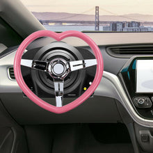 Load image into Gallery viewer, Brand New 350mm 13.77&quot; Universal Heart Shaped Pink ABS Racing Steering Wheel Chrome Spoke