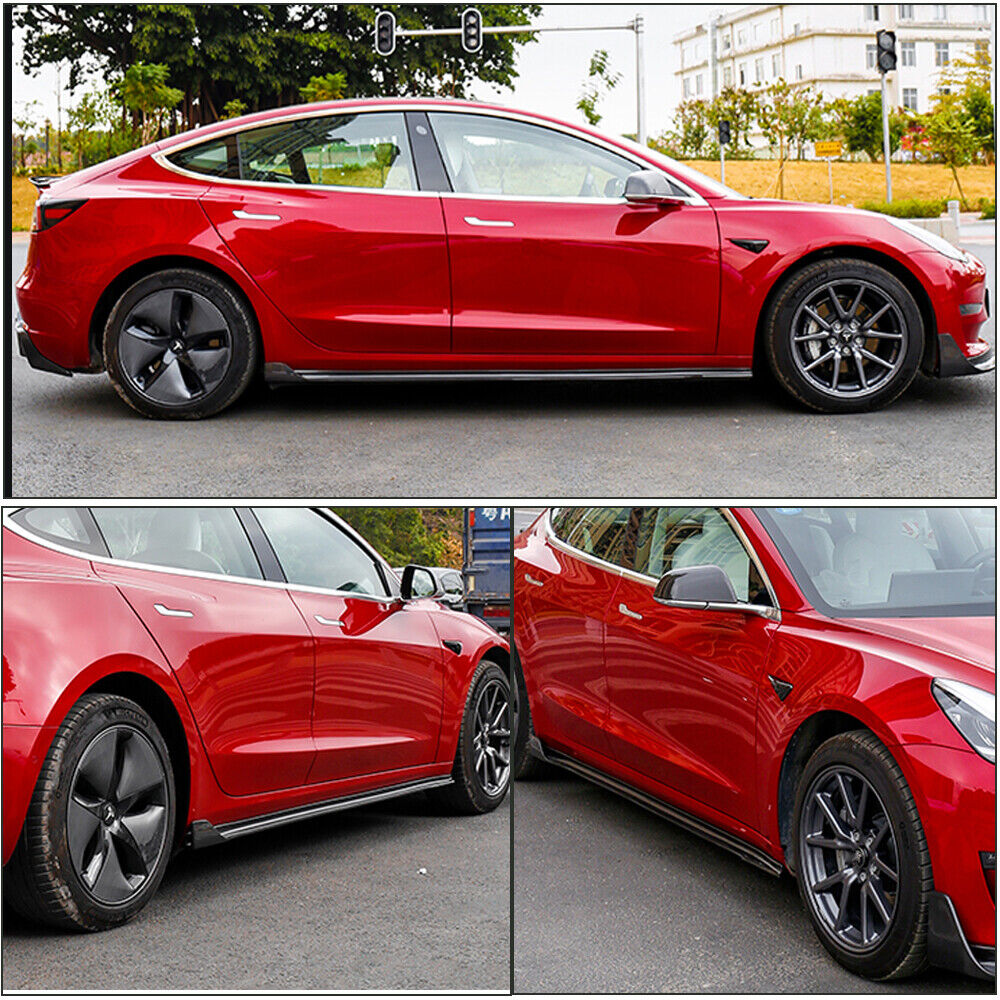 Brand New Tesla Model 3 2017-2023 Real Carbon Fiber Side Skirts Extension Lip Rocker Panel