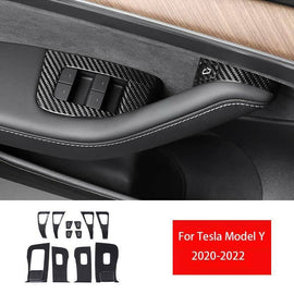 BRAND NEW Tesla Model Y 2020-2024 Real Carbon Fiber Window Lift Panel Switch Cover 14PCS