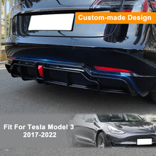 Load image into Gallery viewer, BRAND NEW 2017-2023 Tesla Model 3 Rear Bumper Lip Kit W/ LED Light Carbon Fiber Look