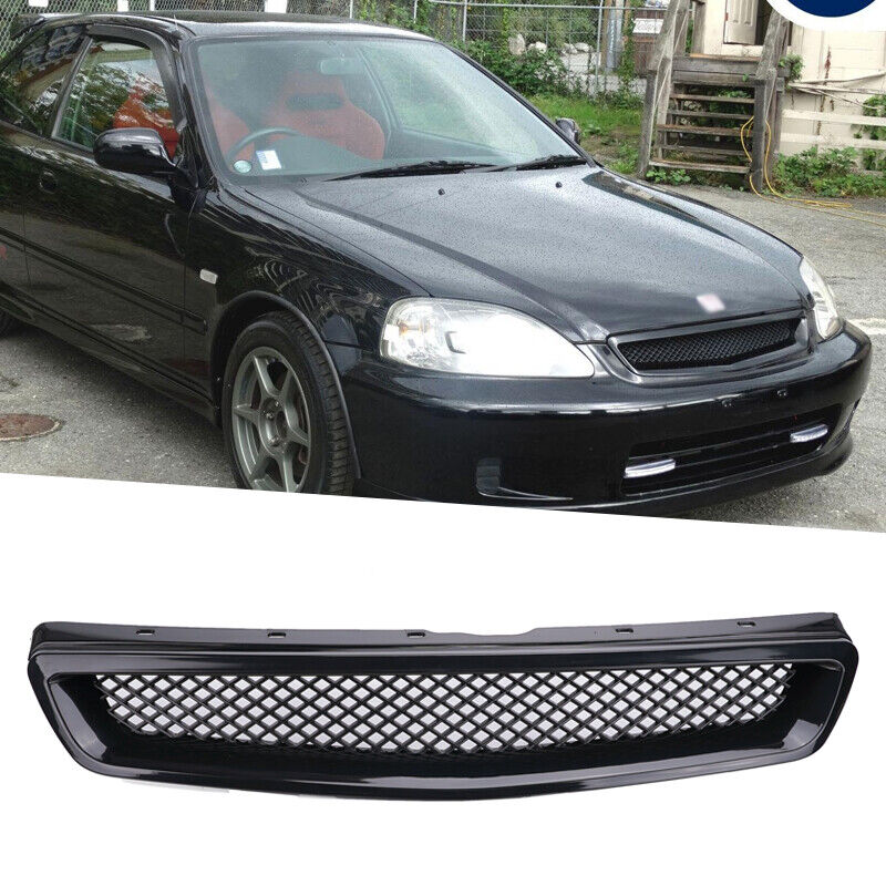 Brand New 1999-2000 Honda Civic EK JDM EM1 EJ8 Jdm Type R Black Mesh ABS Front Hood Grille Grill