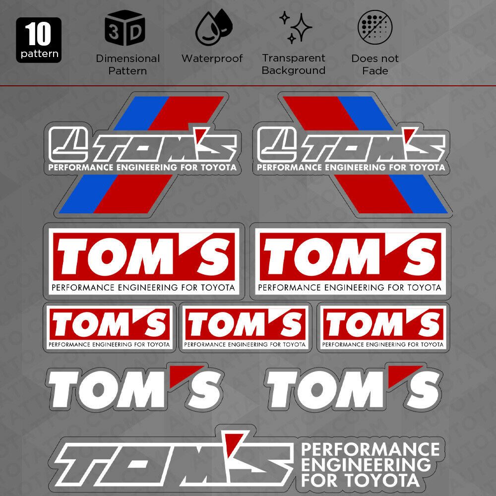 Brand New Universal TOM'S Performance Racing Car Sport Sticker Vinyl 3D Decal Stripes Logo Decoration