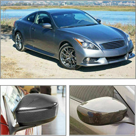 Brand New 2009-2015 INFINITI G25 G37 Q40 Q60 Real Carbon Fiber Side View Mirror Cover Caps