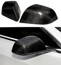 Brand New Real Carbon Fiber Car Side Mirror Add On Cover Caps For 2017-2025 Tesla Model 3