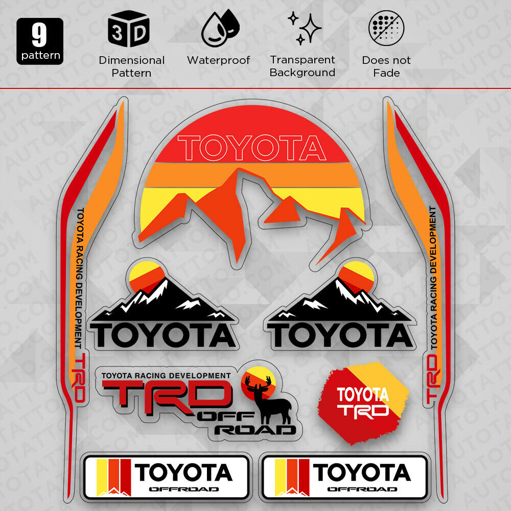 Brand New Universal Toyota TRD Pro Off Road Mountain Car 3D Logo Sticker Vinyl Decal Stripes Decoration