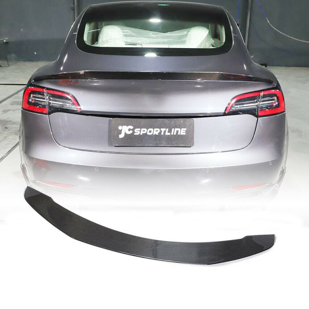 Brand New Real Carbon Fiber V-Style Trunk Spoiler Fits 2016-2023 Tesla Model 3