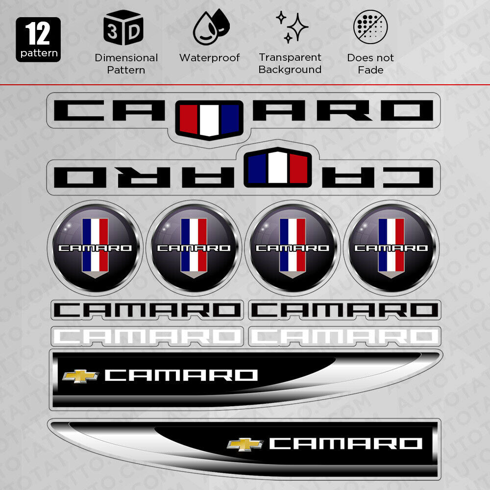 Brand New Universal Chevy Camaro Sport Racing Car Logo Fender Sticker Vinyl 3D Decal Stripes Decoration Gift