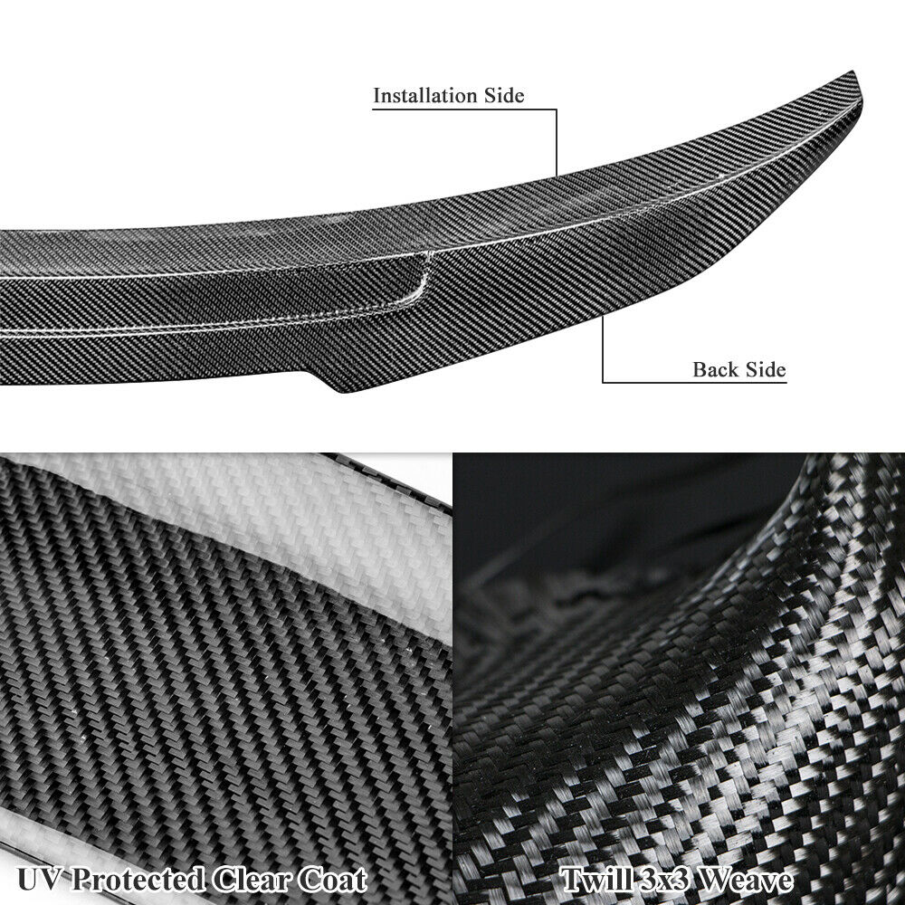 PSM Style Carbon Fiber Rear Spoiler For BMW E90 3 Series (2006-2011 Sedan) - No Drill, Adhesive Mount