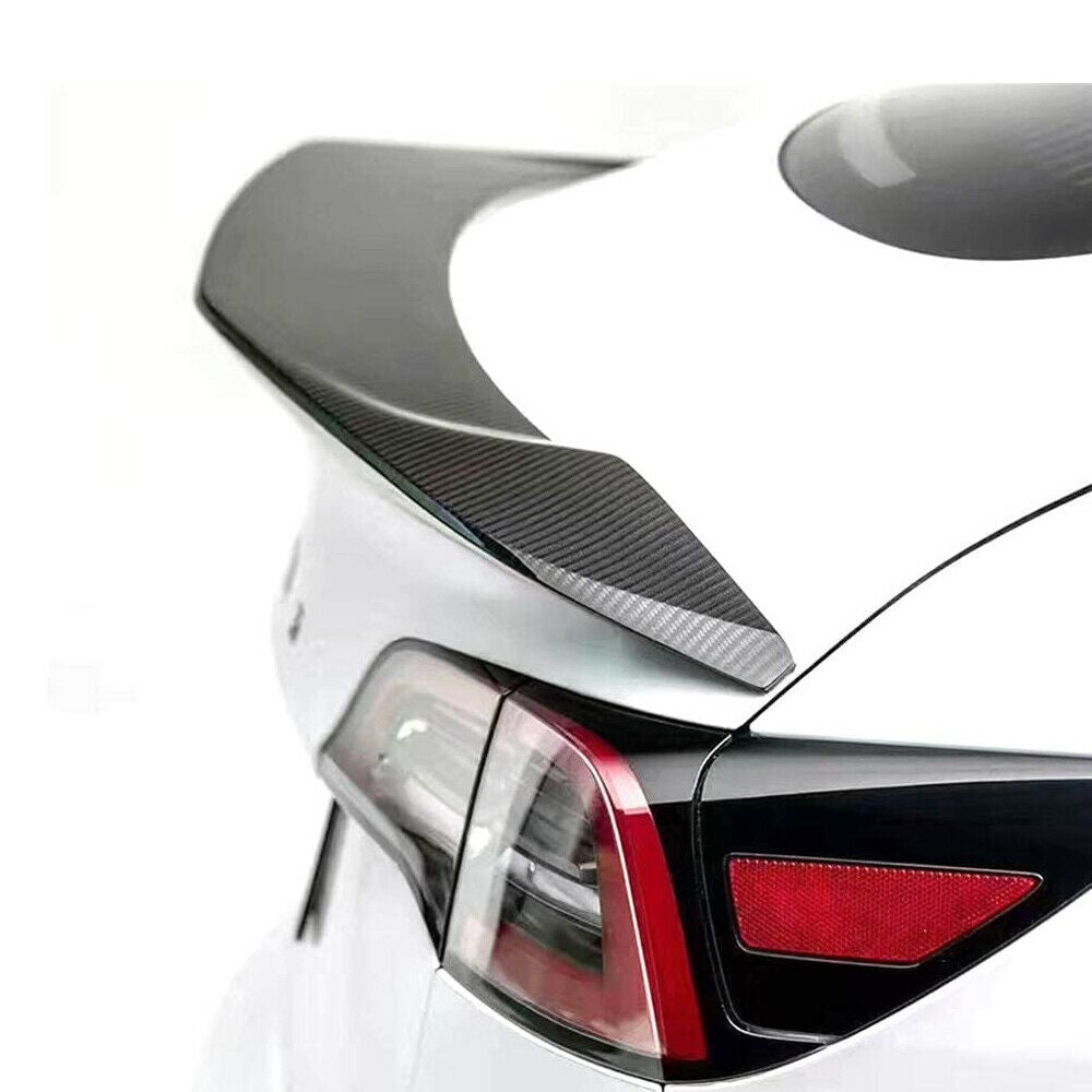 Brand New Real Carbon Fiber V-Style Trunk Spoiler Fits 2016-2023 Tesla Model 3