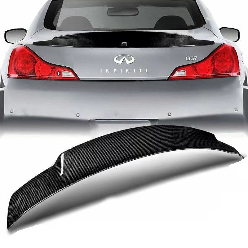 BRAND NEW 2008-2015 INFINITI G37 2DR COUPE HIGH KICK Real Carbon Fiber Rear Trunk PSM Spoiler