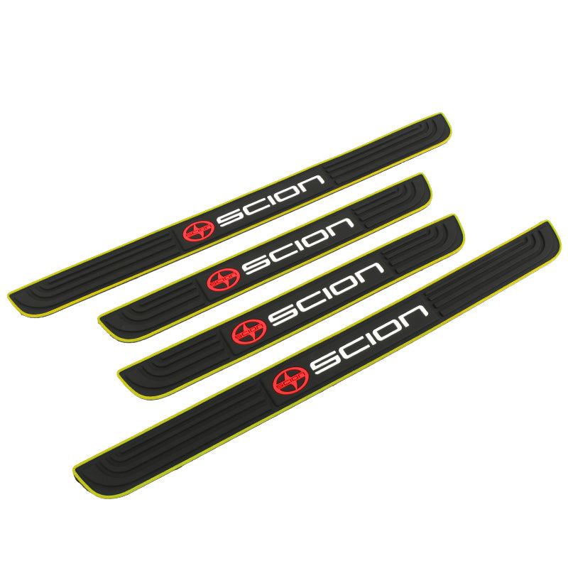 Brand New 4PCS Universal Scion Yellow Rubber Car Door Scuff Sill Cover Panel Step Protector