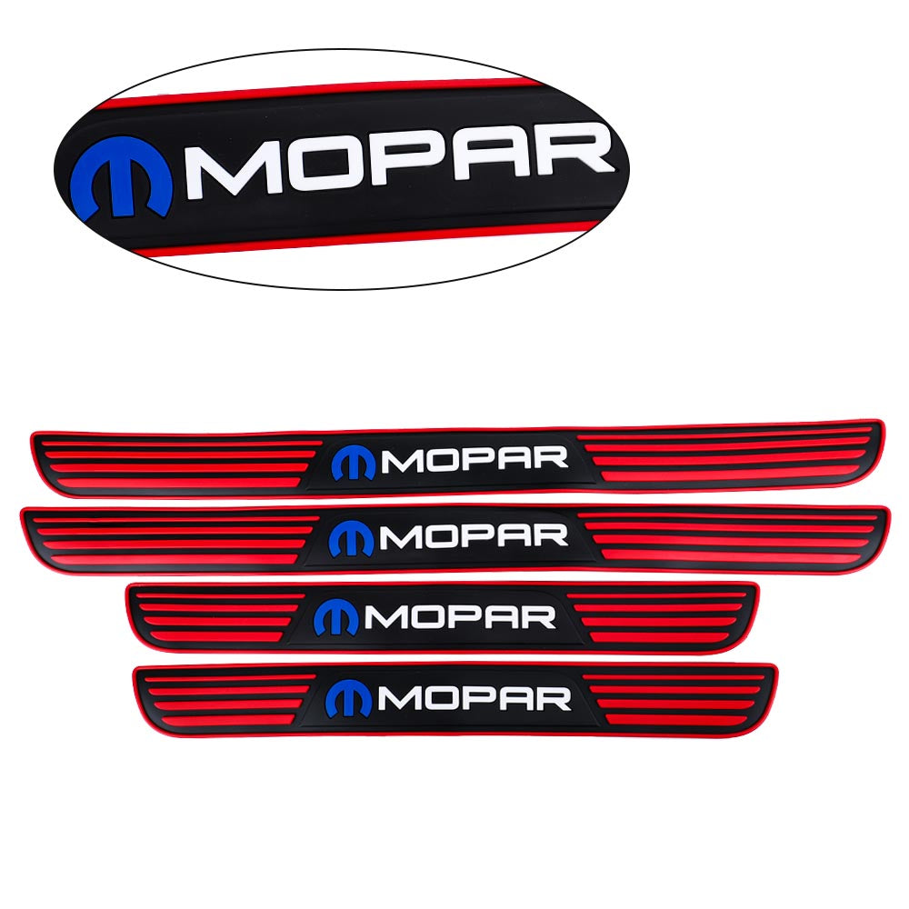 Brand New 4PCS Universal Mopar Red Rubber Car Door Scuff Sill Cover Panel Step Protector V2