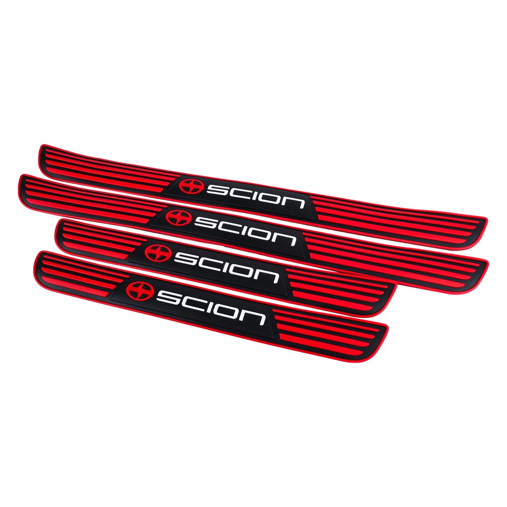 Brand New 4PCS Universal Scion Red Rubber Car Door Scuff Sill Cover Panel Step Protector V2