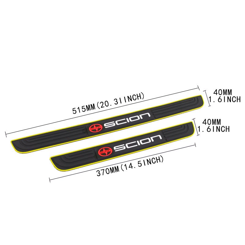 Brand New 4PCS Universal Scion Yellow Rubber Car Door Scuff Sill Cover Panel Step Protector