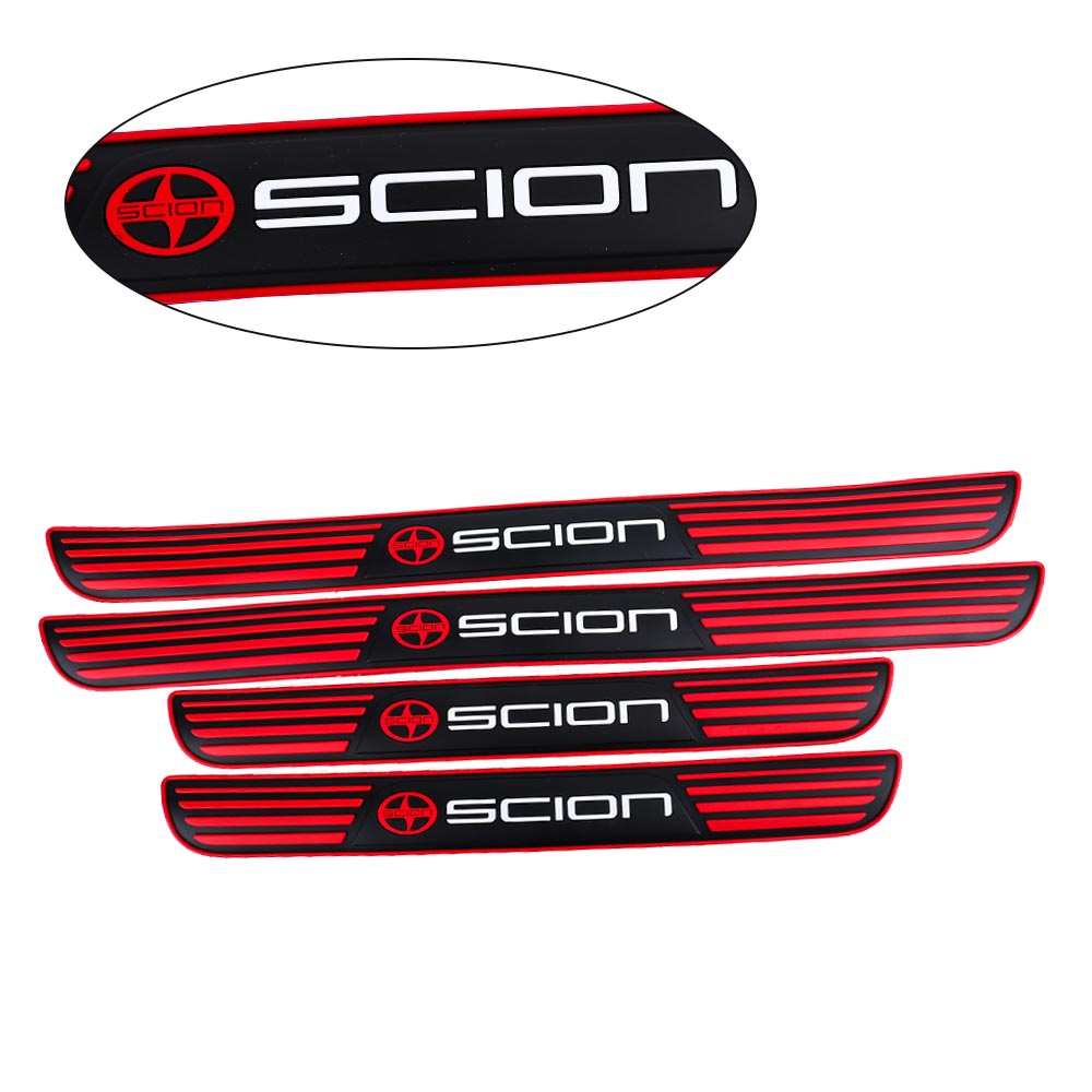 Brand New 4PCS Universal Scion Red Rubber Car Door Scuff Sill Cover Panel Step Protector V2