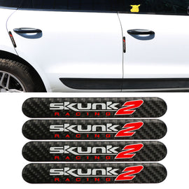 Brand New 4PCS Skunk2 Real Carbon Fiber Black Car Trunk Side Fenders Door Badge Scratch Guard Sticker