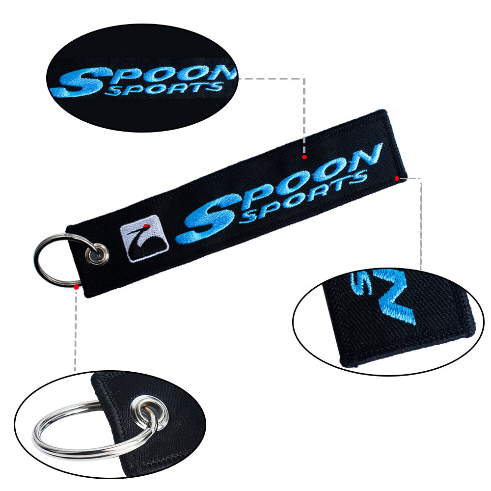 BRAND NEW JDM SPOON SPORTS BLACK DOUBLE SIDE Racing Cell Holders Keychain Universal