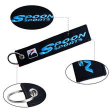 Load image into Gallery viewer, BRAND NEW JDM SPOON SPORTS BLACK DOUBLE SIDE Racing Cell Holders Keychain Universal