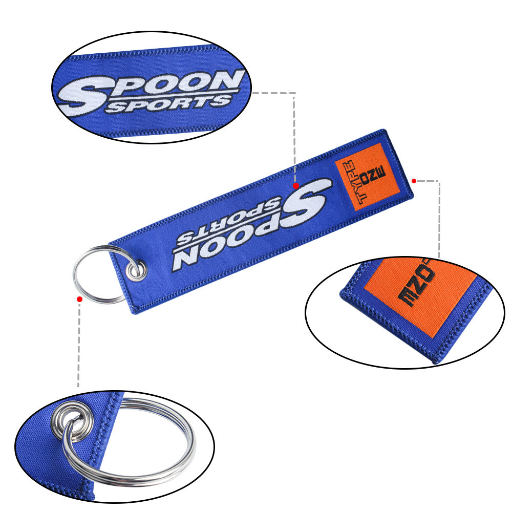 BRAND NEW JDM SPOON SPORTS BLUE DOUBLE SIDE Racing Cell Holders Keychain Universal