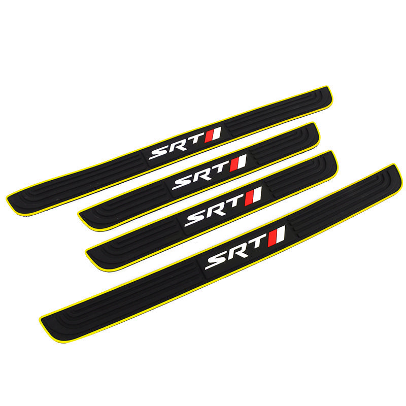 Brand New 4PCS Universal SRT Yellow Rubber Car Door Scuff Sill Cover Panel Step Protector