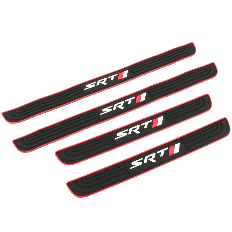 Brand New 4PCS Universal SRT Red Rubber Car Door Scuff Sill Cover Panel Step Protector