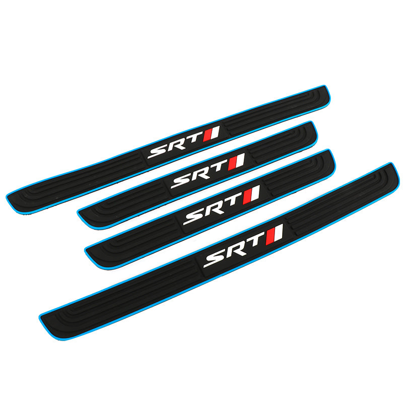 Brand New 4PCS Universal SRT Blue Rubber Car Door Scuff Sill Cover Panel Step Protector