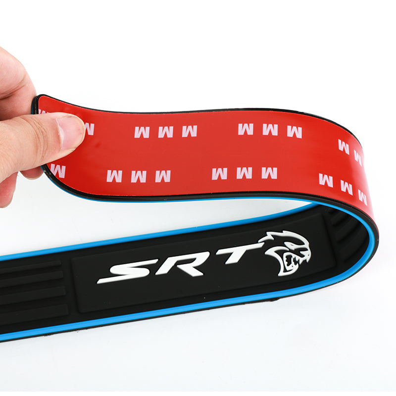 Brand New 4PCS Universal SRT Hellcat Blue Rubber Car Door Scuff Sill Cover Panel Step Protector