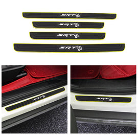 Brand New 4PCS Universal SRT HELLCAT Yellow Rubber Car Door Scuff Sill Cover Panel Step Protector