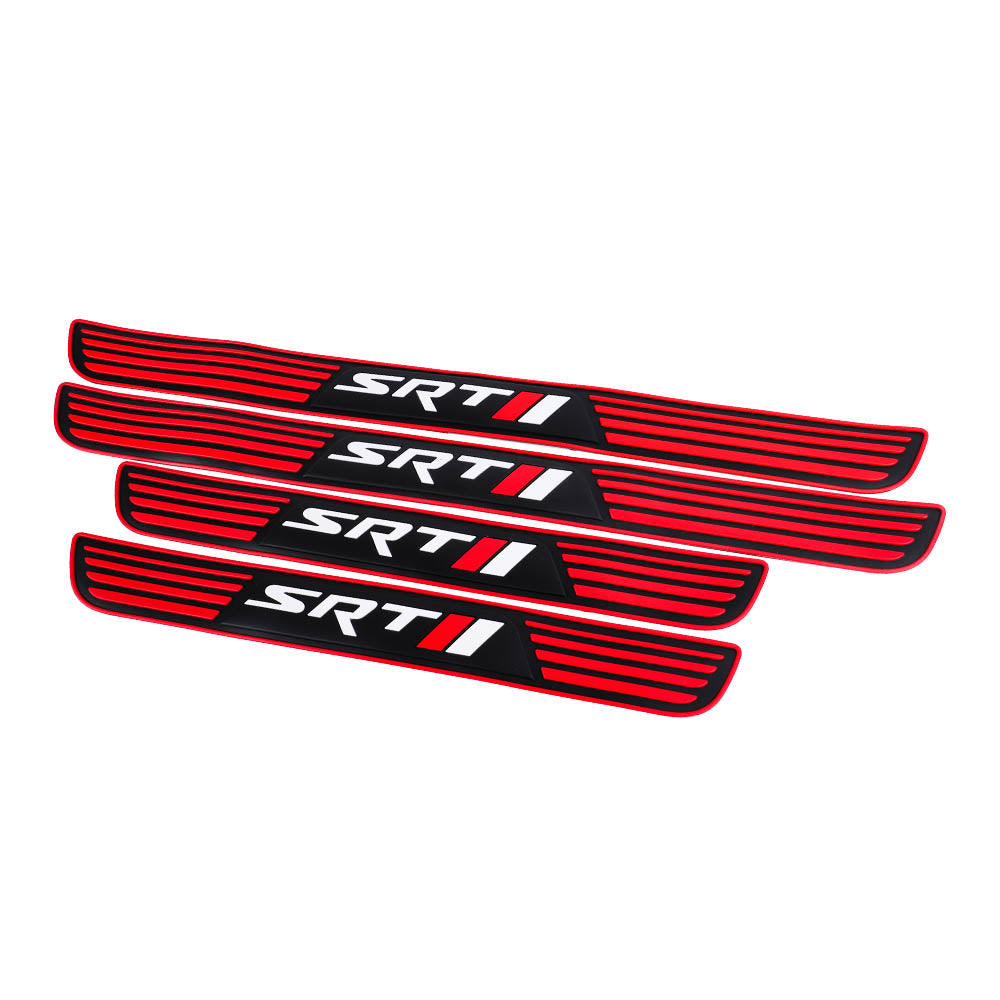 Brand New 4PCS Universal SRT Red Rubber Car Door Scuff Sill Cover Panel Step Protector V2