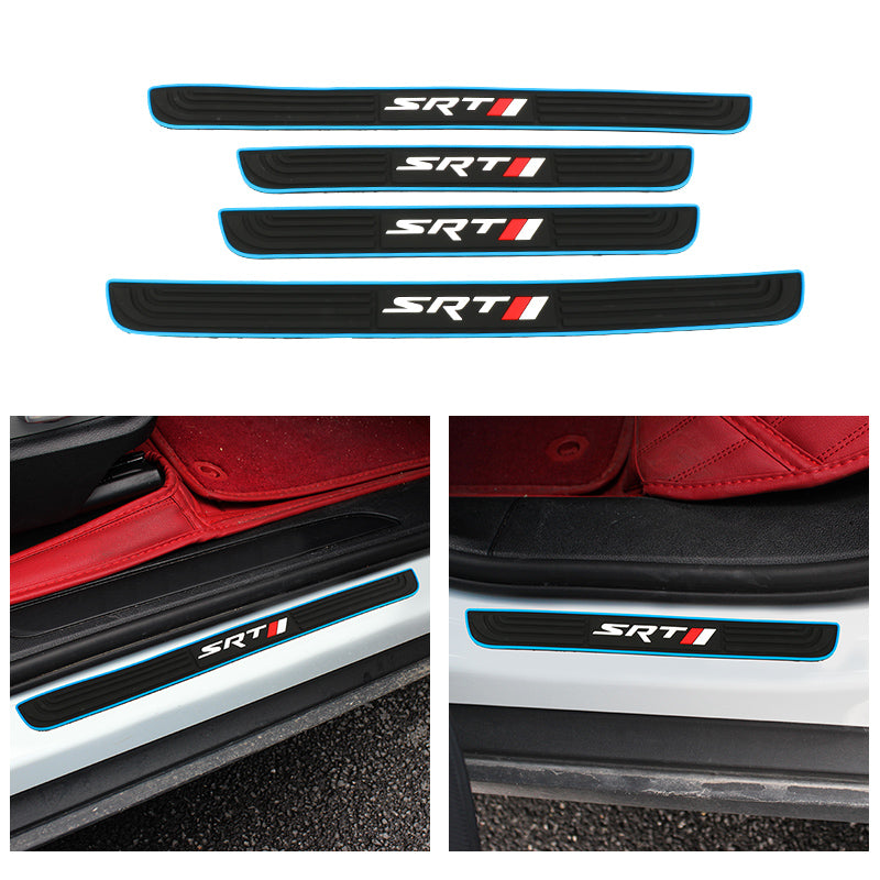 Brand New 4PCS Universal SRT Blue Rubber Car Door Scuff Sill Cover Panel Step Protector