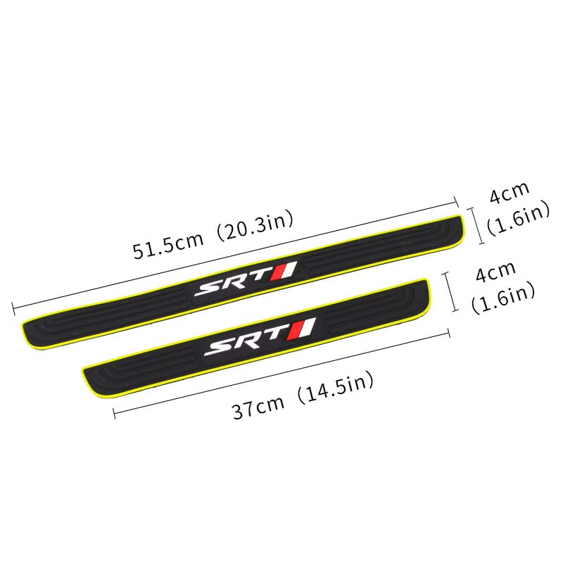 Brand New 4PCS Universal SRT Yellow Rubber Car Door Scuff Sill Cover Panel Step Protector
